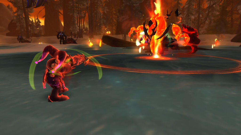 WoW hunter fights the fire elemental